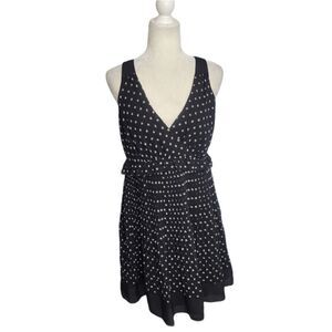 ‎NEW LOFT black polka-dot sleeveless pleated dress 6P